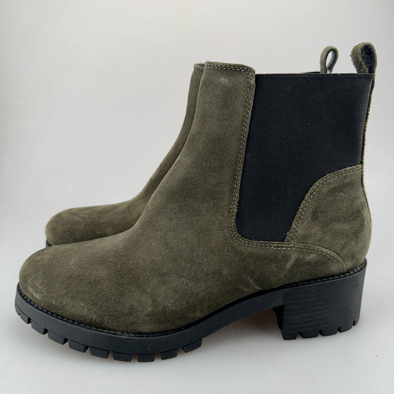 Joie Suede Boots Size 8.5 Us Military Combat Slip-On Green Leather